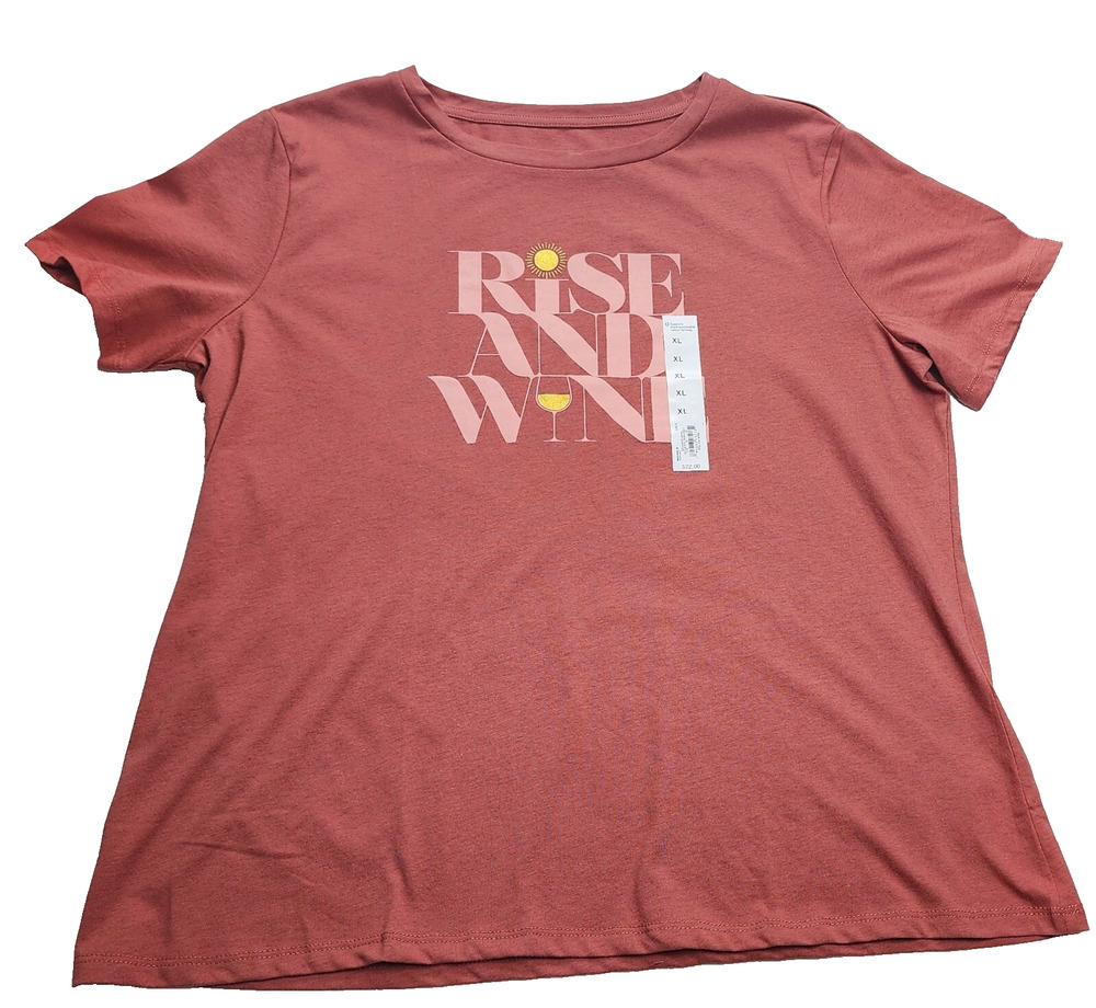 Nine West Women's Extra Large Crew Neck Tee Shirt XL Rise and Wine